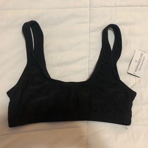 Black ribbed bathing suit top NWT